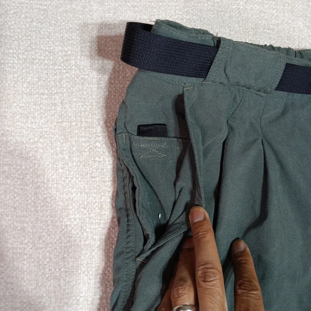The North Face Men M Hiking Shorts Green Nylon Belted Cargo Pockets Fishing Hike